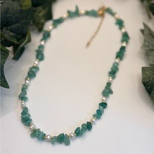 Aventurine Garden Pearl 16” Necklace. Waterproof!